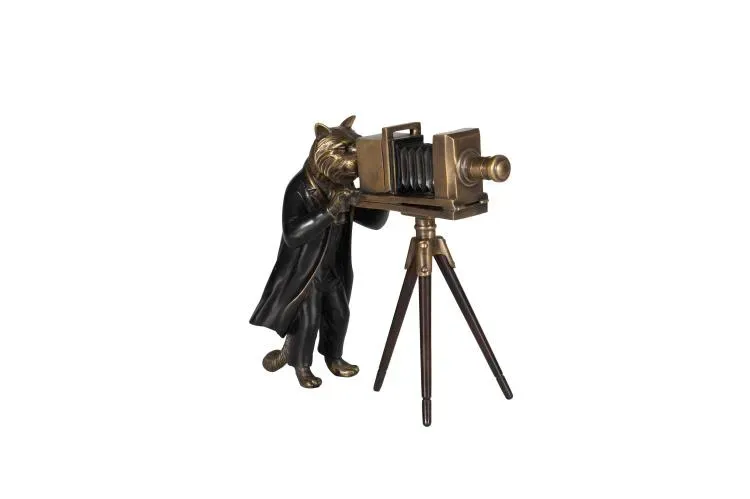 Maitland Smith Feline Fotography scultura ottone 26 cm