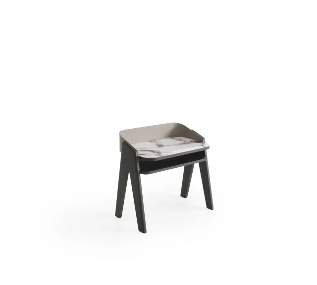 Morica Design Bavero comodino vetro marmo piedi legno