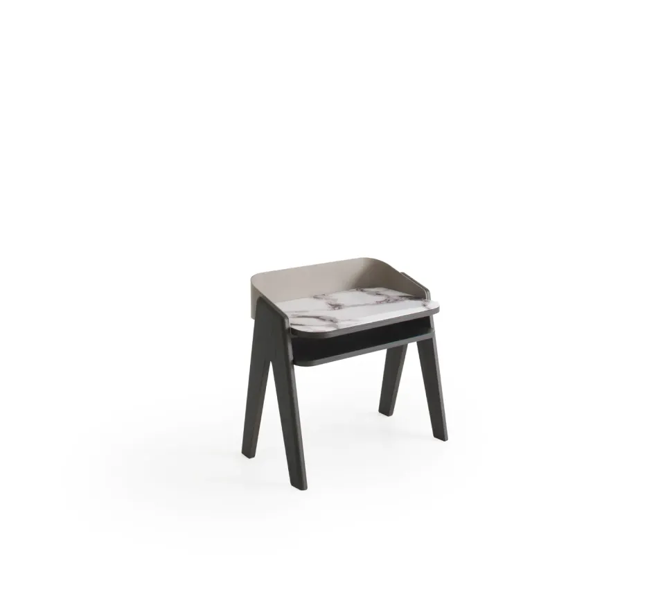Morica Design Bavero comodino vetro marmo piedi legno
