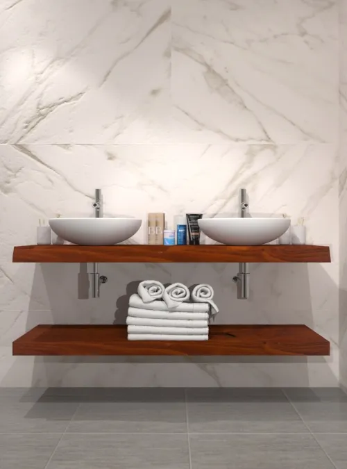 XLAB Design Cindy doppia mensola bagno legno per lavabo
