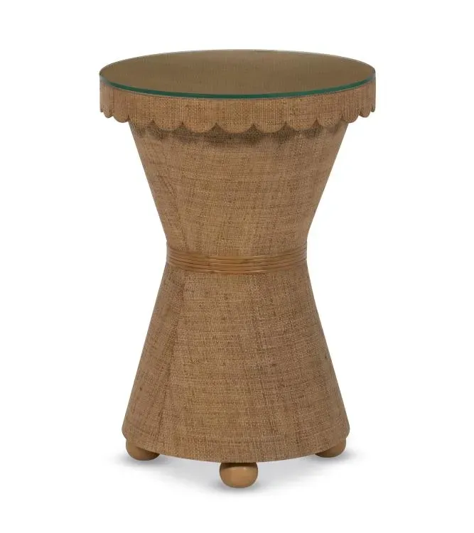 Maitland Smith Beth tavolino raffia vetro 59,7 cm