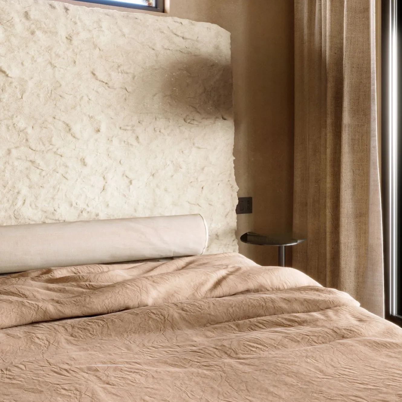 XLAB Design testiera letto matrimoniale effetto cemento bianco