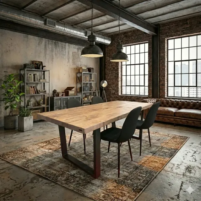 XLAB Design tavolo pranzo legno massello 200x100 industriale