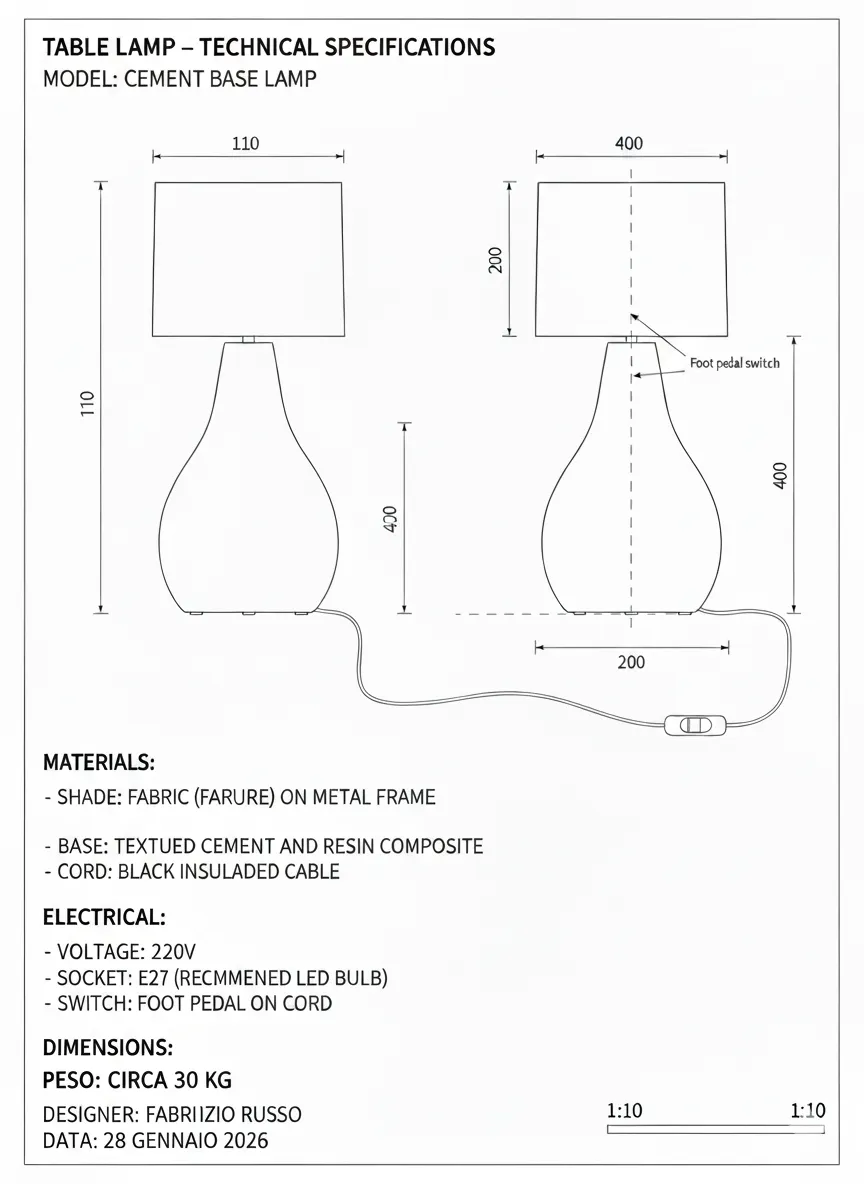 XLAB Design Pura lampada terra micro-cemento