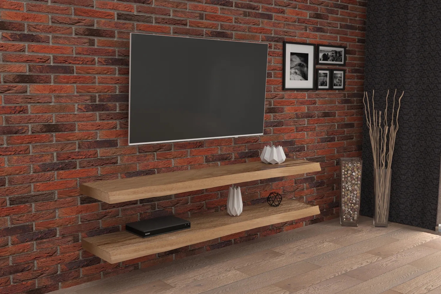 XLAB Design Leroy mensola porta TV doppia legno rustico