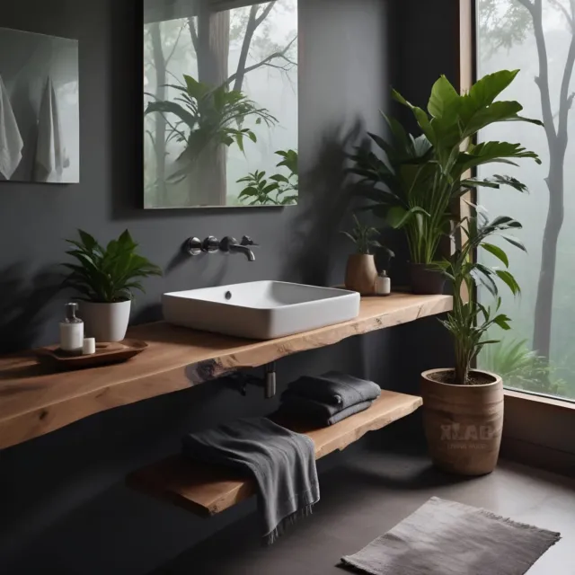 XLAB Design coppia mensole bagno legno massello bordo naturale