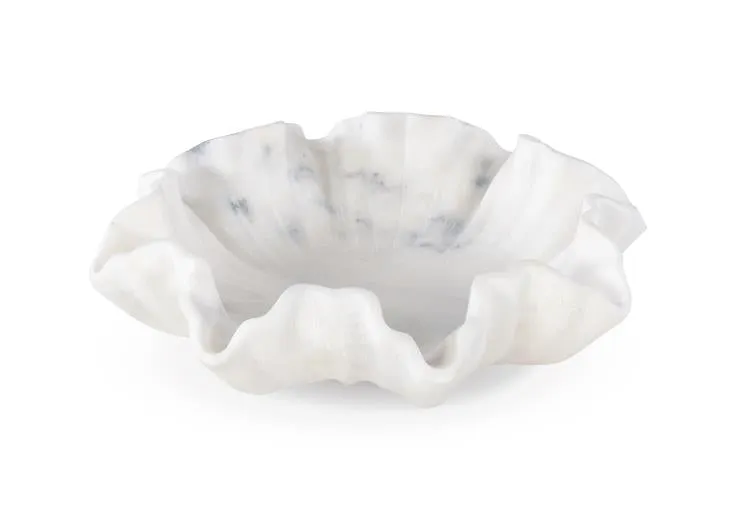 Maitland Smith White Lotus piatto marmo bianco loto