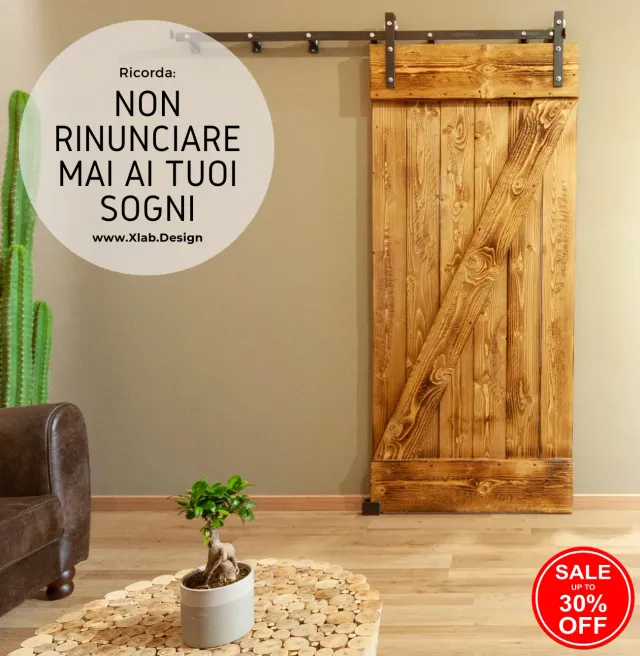 XLAB Design Cloud porta scorrevole legno rustico rovere bruciato