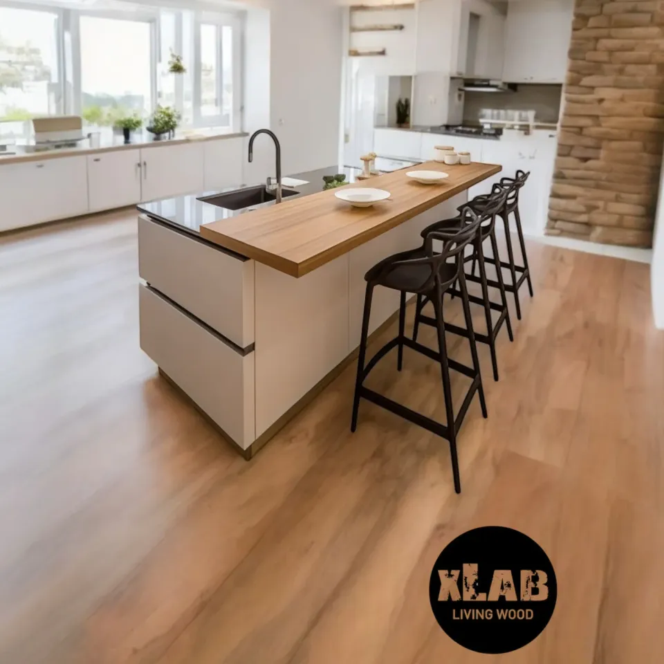 XLAB Design piano snack cucina legno castagno 180x50 idroresistente