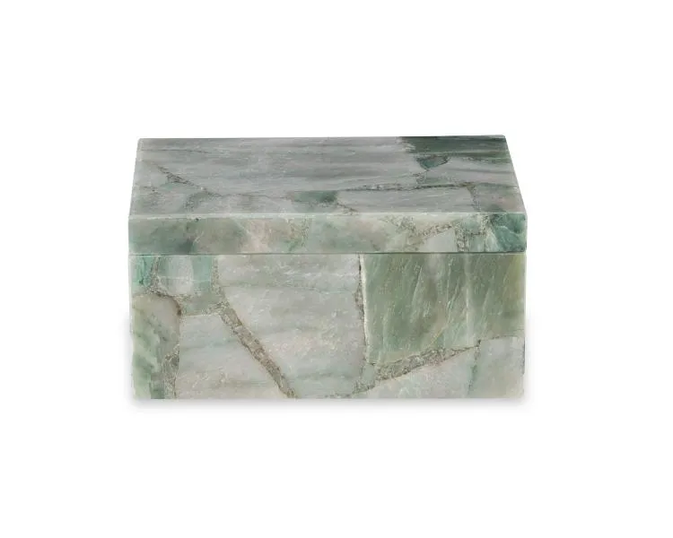 Maitland Smith Large Green Aventurine scatola pietra verde 25 cm portagioie