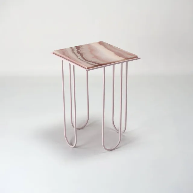 Stilts LoLa tavolino onice rosa 37x37 fatto a mano