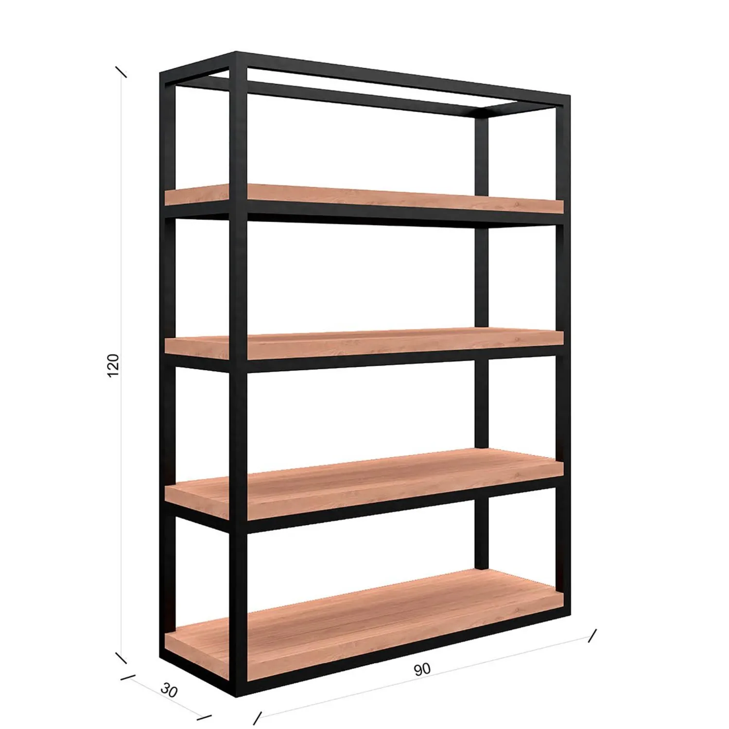 XLAB Design pensile cucina industriale legno ferro L90 H120