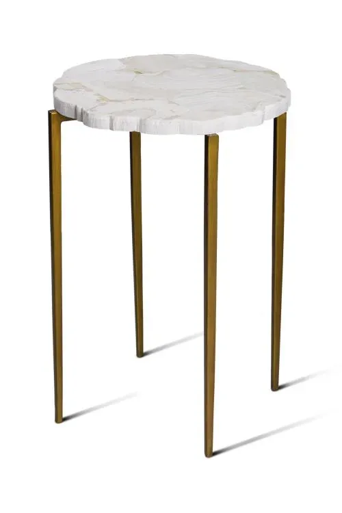 Maitland Smith Fossil Top tavolino pietra oro 43 cm