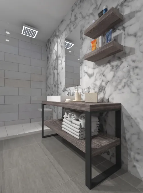 XLAB Design July mobile bagno ferro e legno industriale