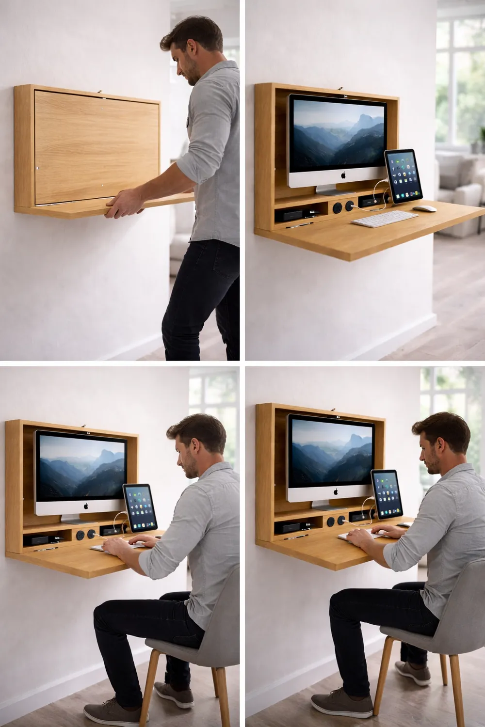 XLAB Design DeskFold scrivania a parete legno rovere