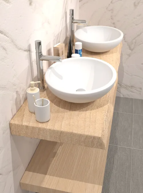 XLAB Design Cindy doppia mensola bagno legno per lavabo
