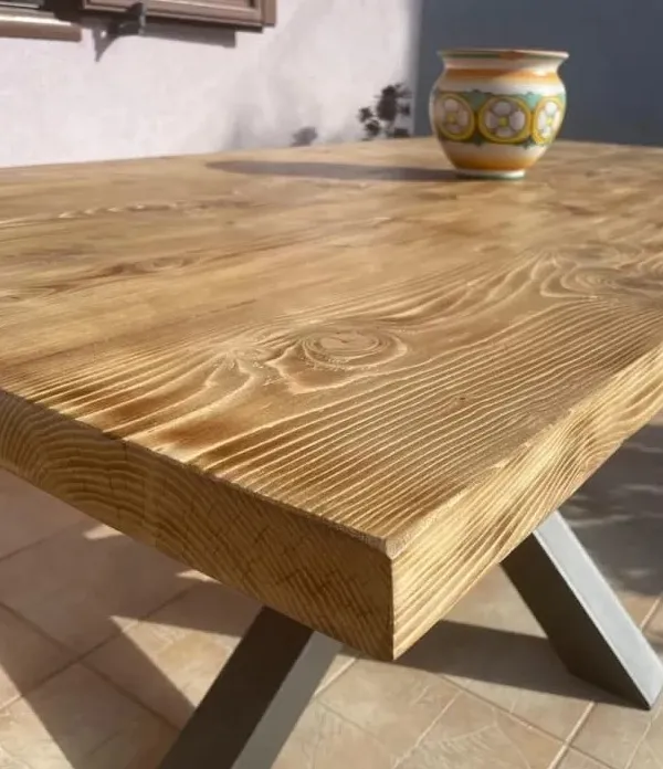 Sicily Wood Maker Tavolo 200x80 bordo dritto gambe nere