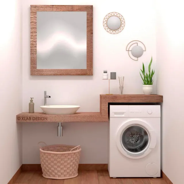 XLAB Design Rosa mobile bagno lavatrice legno rovere
