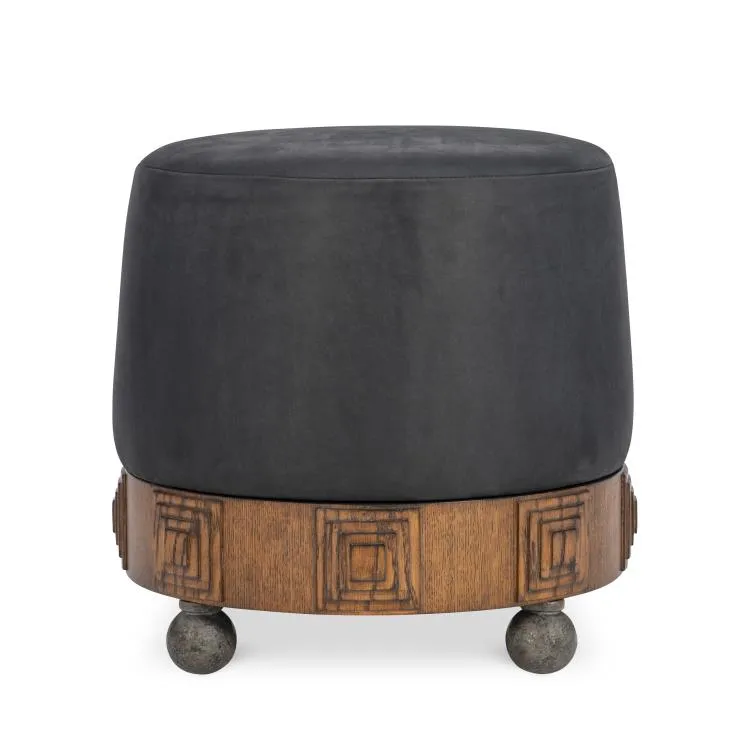 Maitland Smith Bongo pouf pelle nera 50 cm