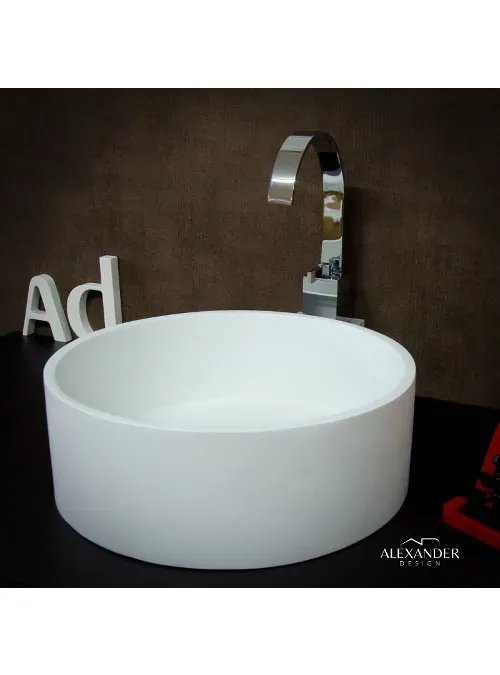 XLAB Design Uffizi lavabo tondo resina minerali bianco