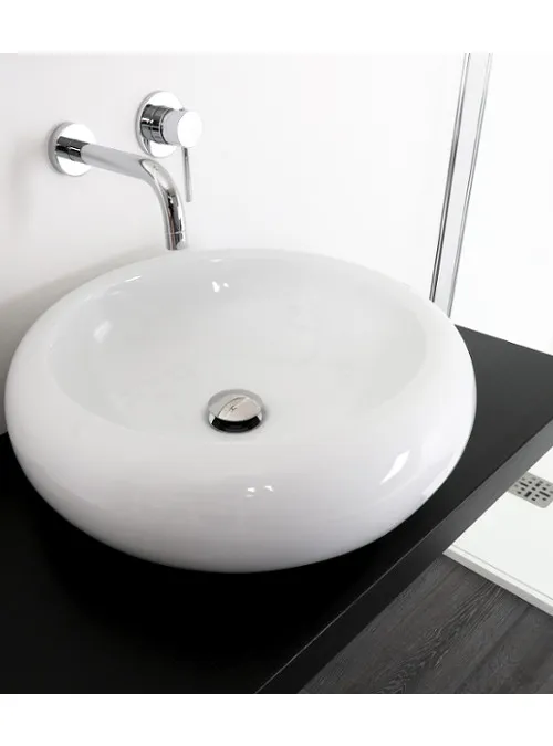 XLAB Design lavabo bacinella ceramica 50 cm tondo bianco