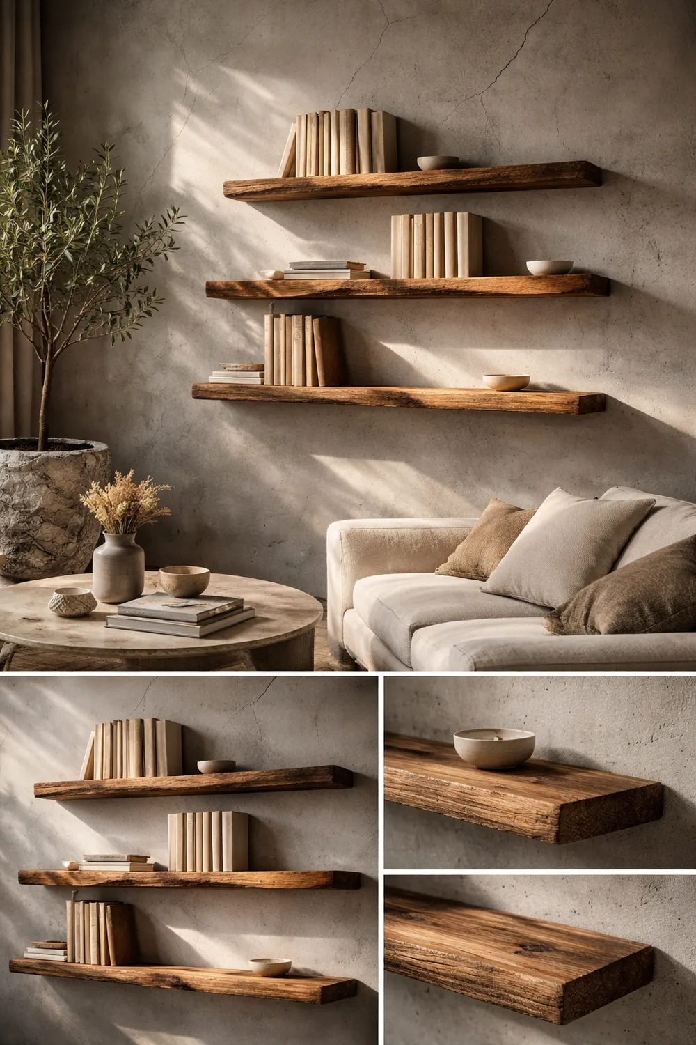 XLAB Design mensola legno massello castagno 90x25 cm noce antico
