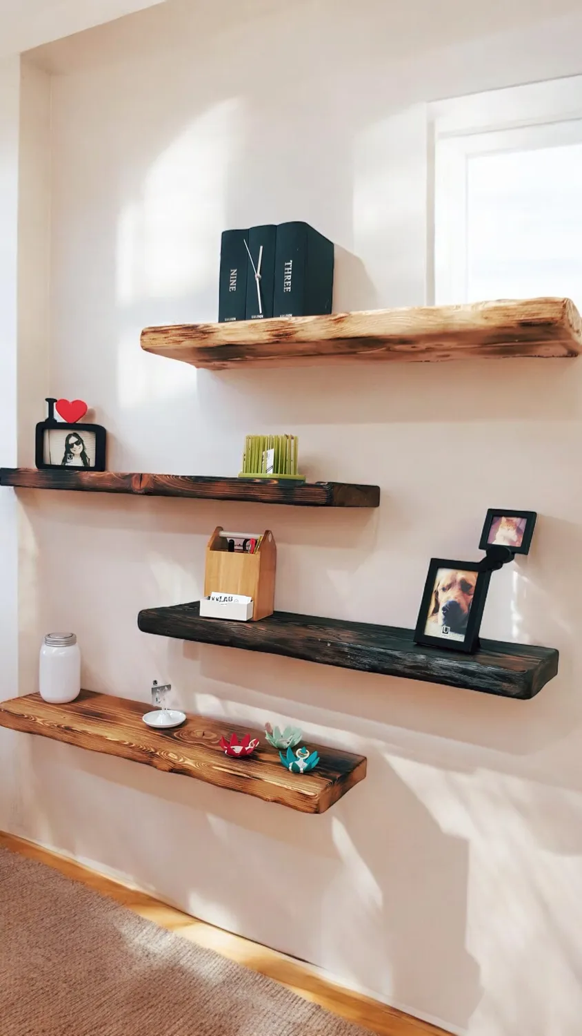 XLAB Design mensola parete larice 100x25 cm noce scuro rustico