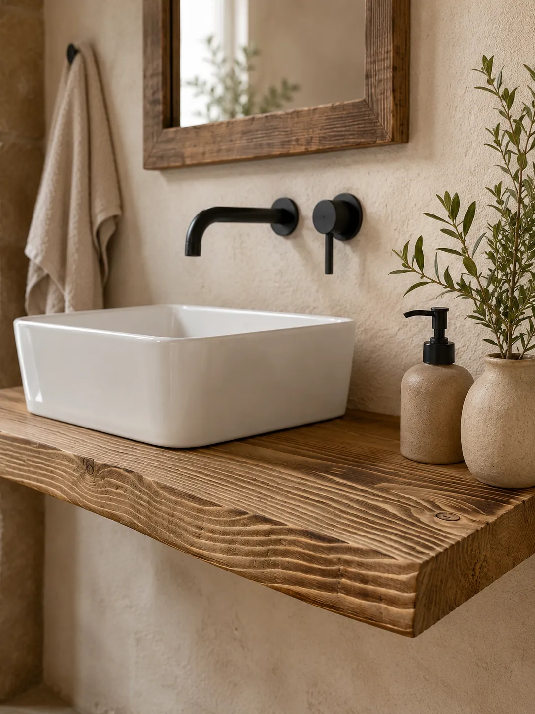 XLAB Design mensola bagno legno massello larice lavabo appoggio
