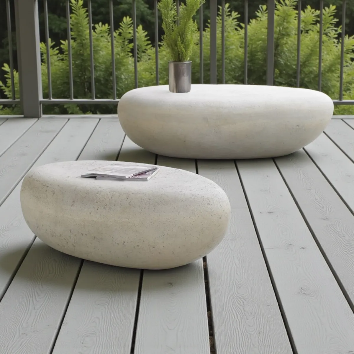 XLAB Design River Stones Coppia Tavolini Microcemento