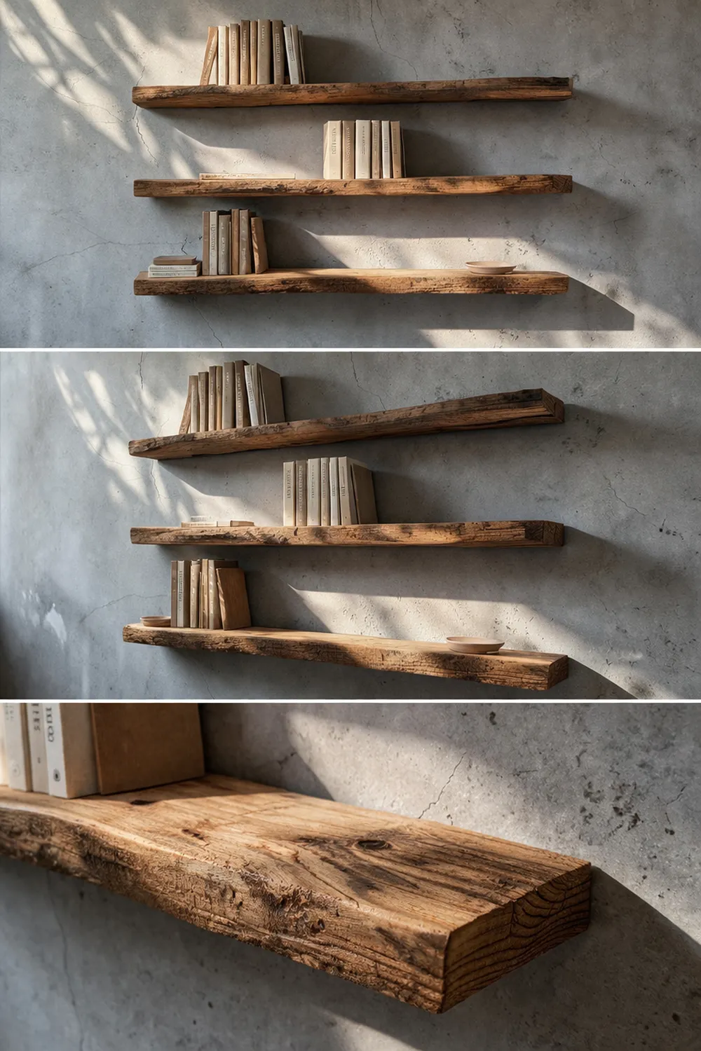 XLAB Design mensola legno massello castagno 90x25 cm noce antico
