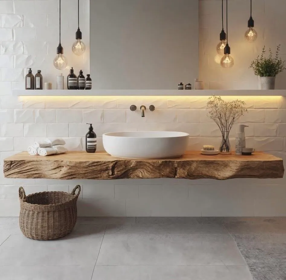 XLAB Design mensola bagno 130x50 legno castagno rustico