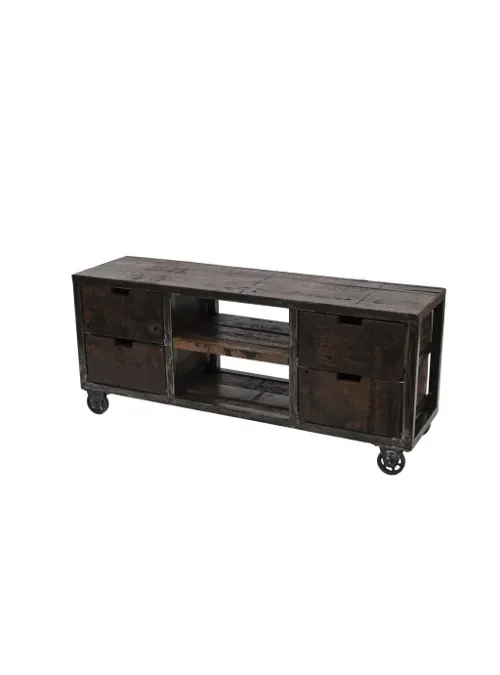 XLAB Design Ace mobile TV cassetti legno riciclo ruote