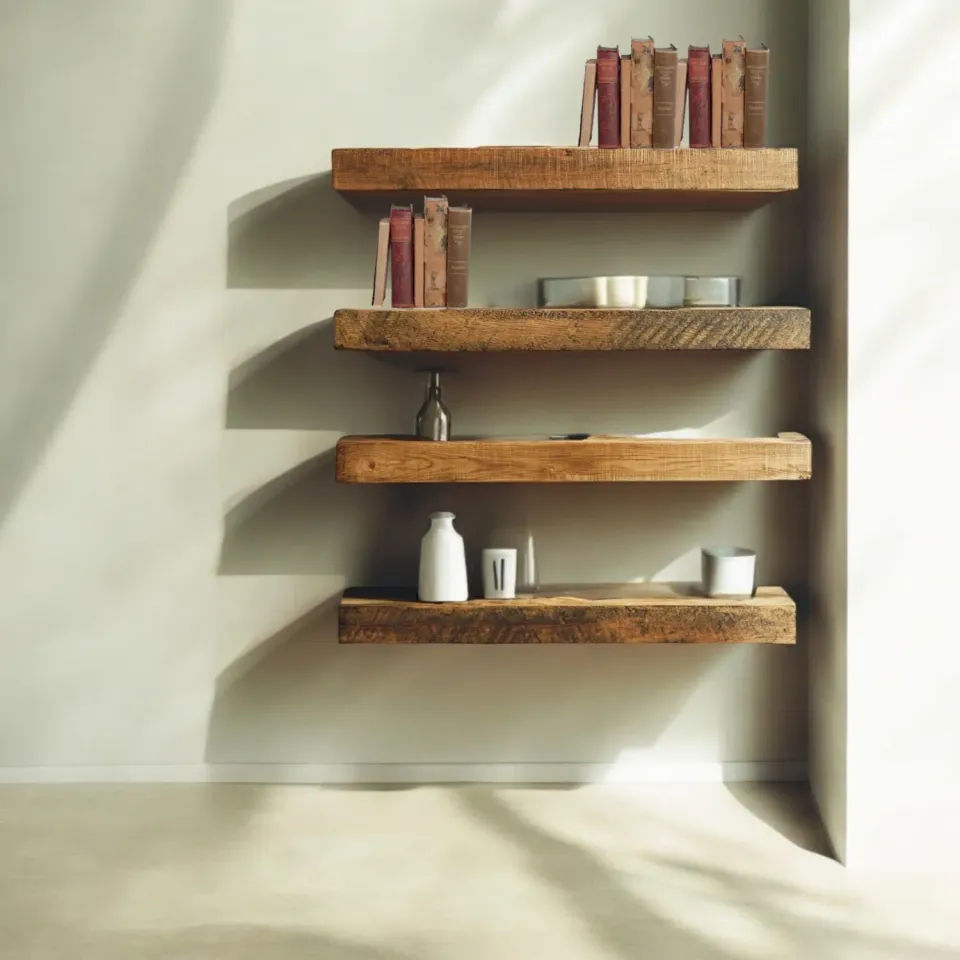 XLAB Design mensola parete legno rovere bruciato 60 cm