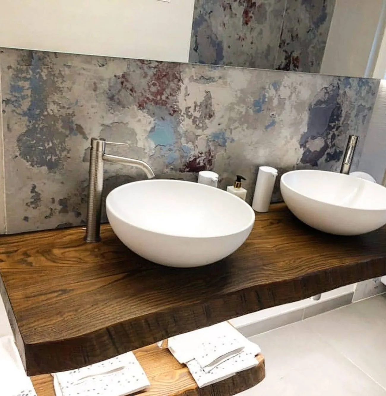 XLAB Design Lilly doppia mensola bagno legno castagno teak