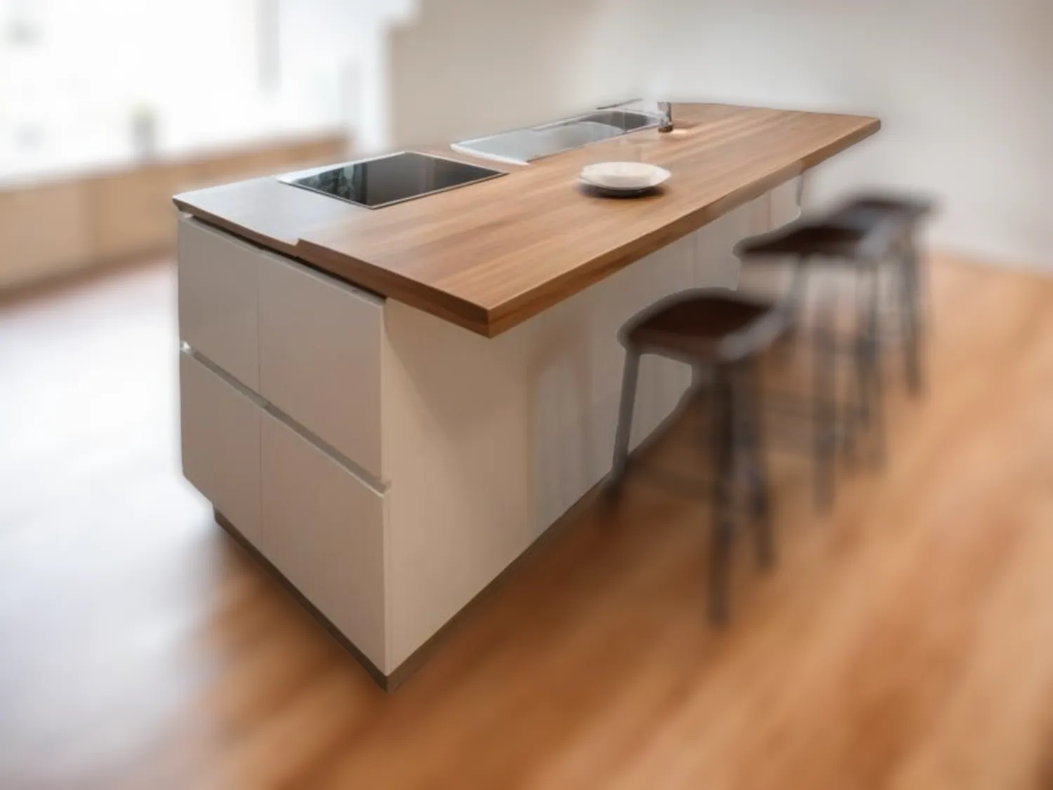 XLAB Design piano snack cucina legno castagno 180x50 idroresistente
