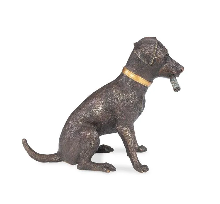 Maitland Smith Labrador scultura bronzo sigaro 28 cm