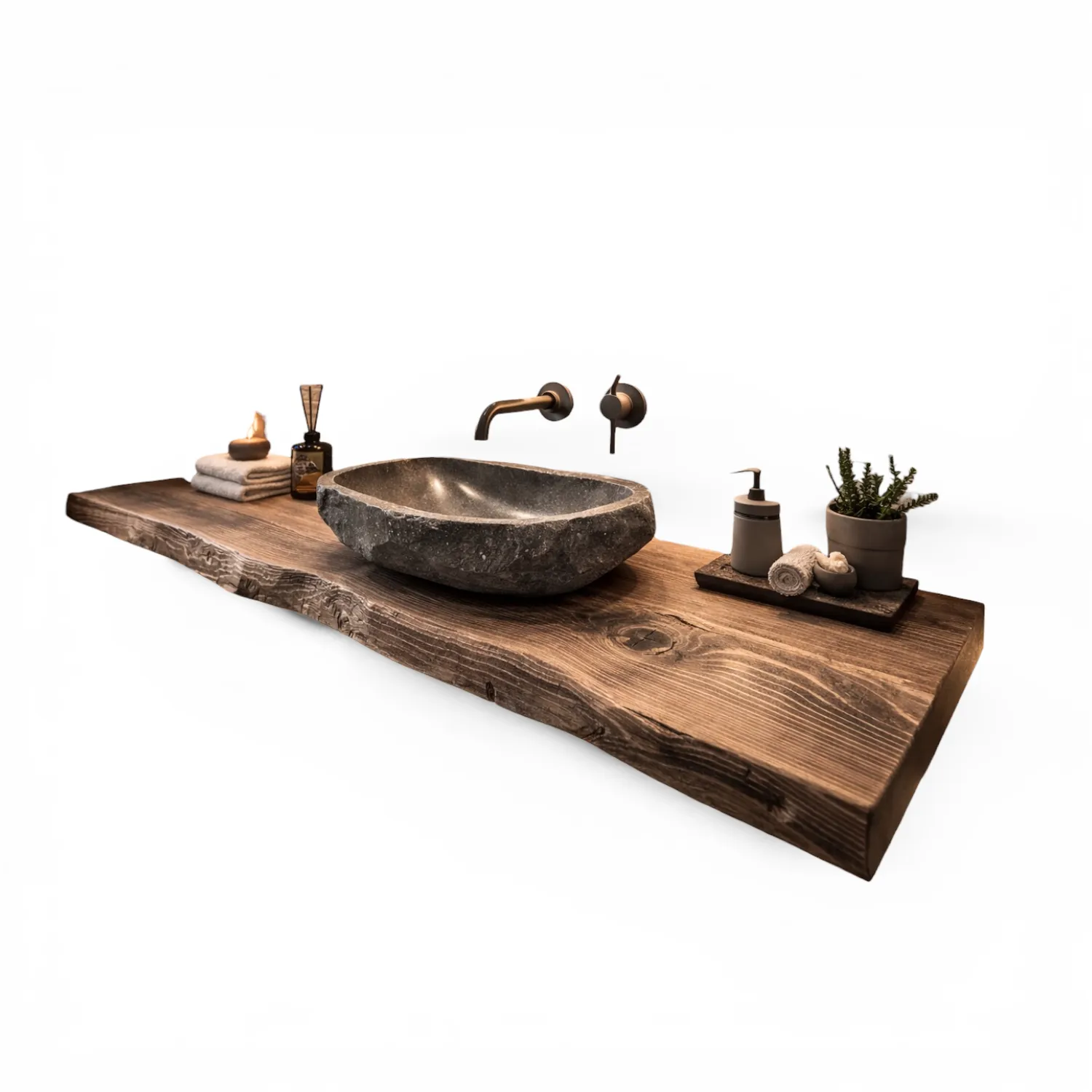 XLAB Design mensola bagno larice 100x50x6 bordo rustico