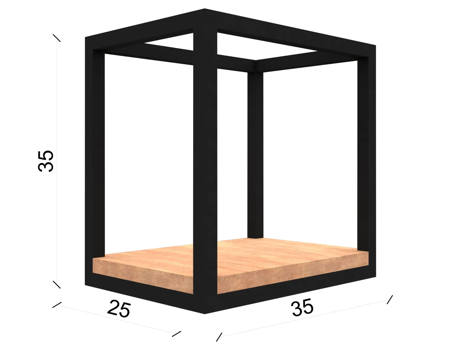 XLAB Design Cubo Parete Ferro Legno 35x35x25 Naturale