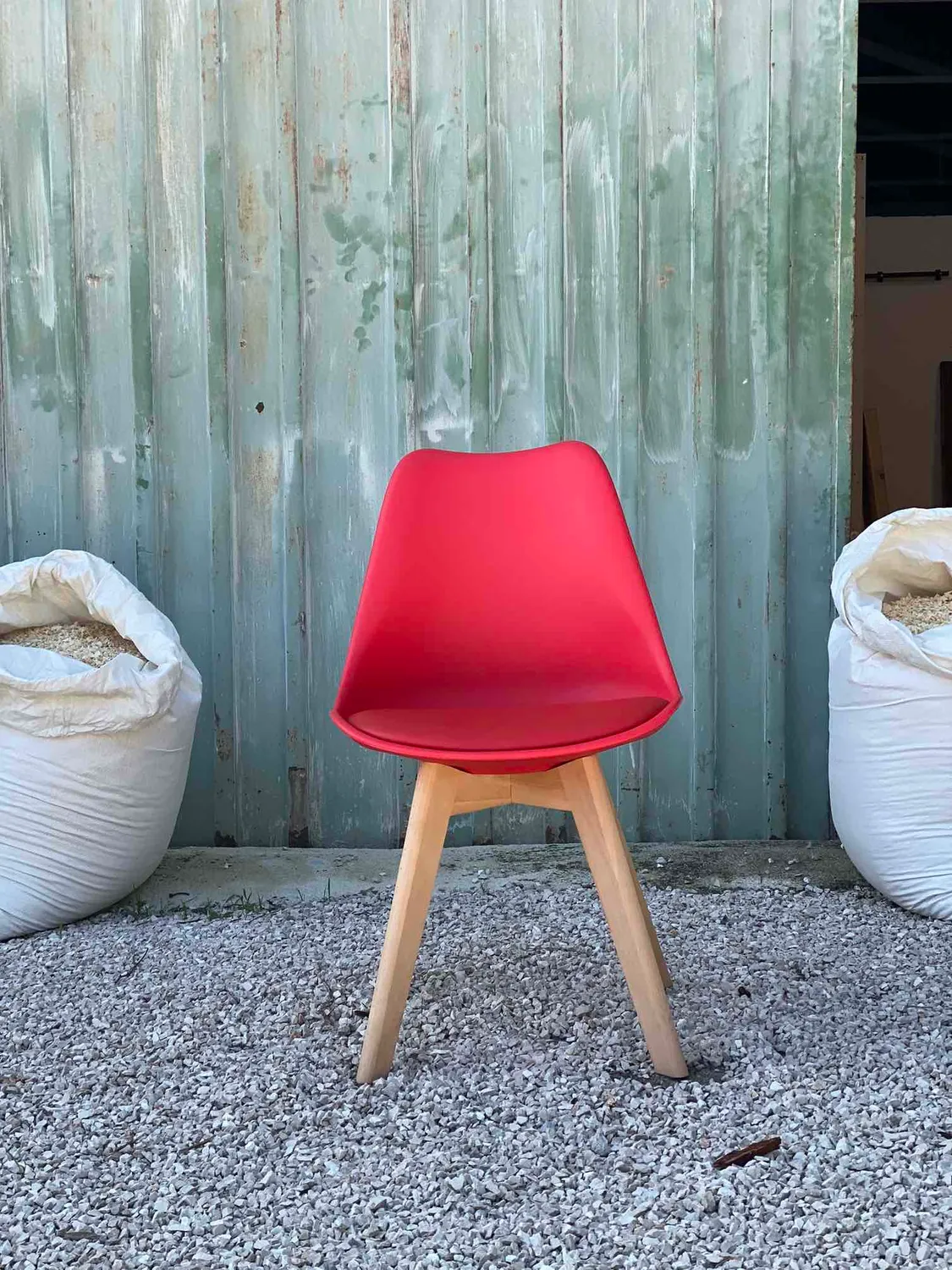 XLAB Design Red Set 4 Sedie Rosse Ecopelle Legno