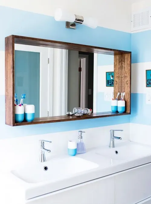 XLAB Design Atena specchio bagno legno mensola cornice