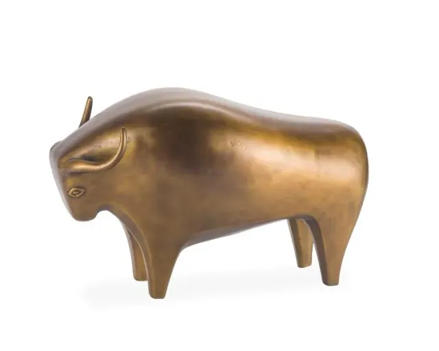 Maitland Smith Susie scultura toro ottone 30 cm