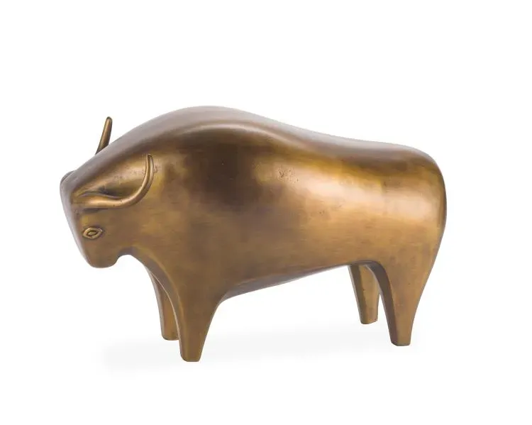 Maitland Smith Susie scultura toro ottone 30 cm