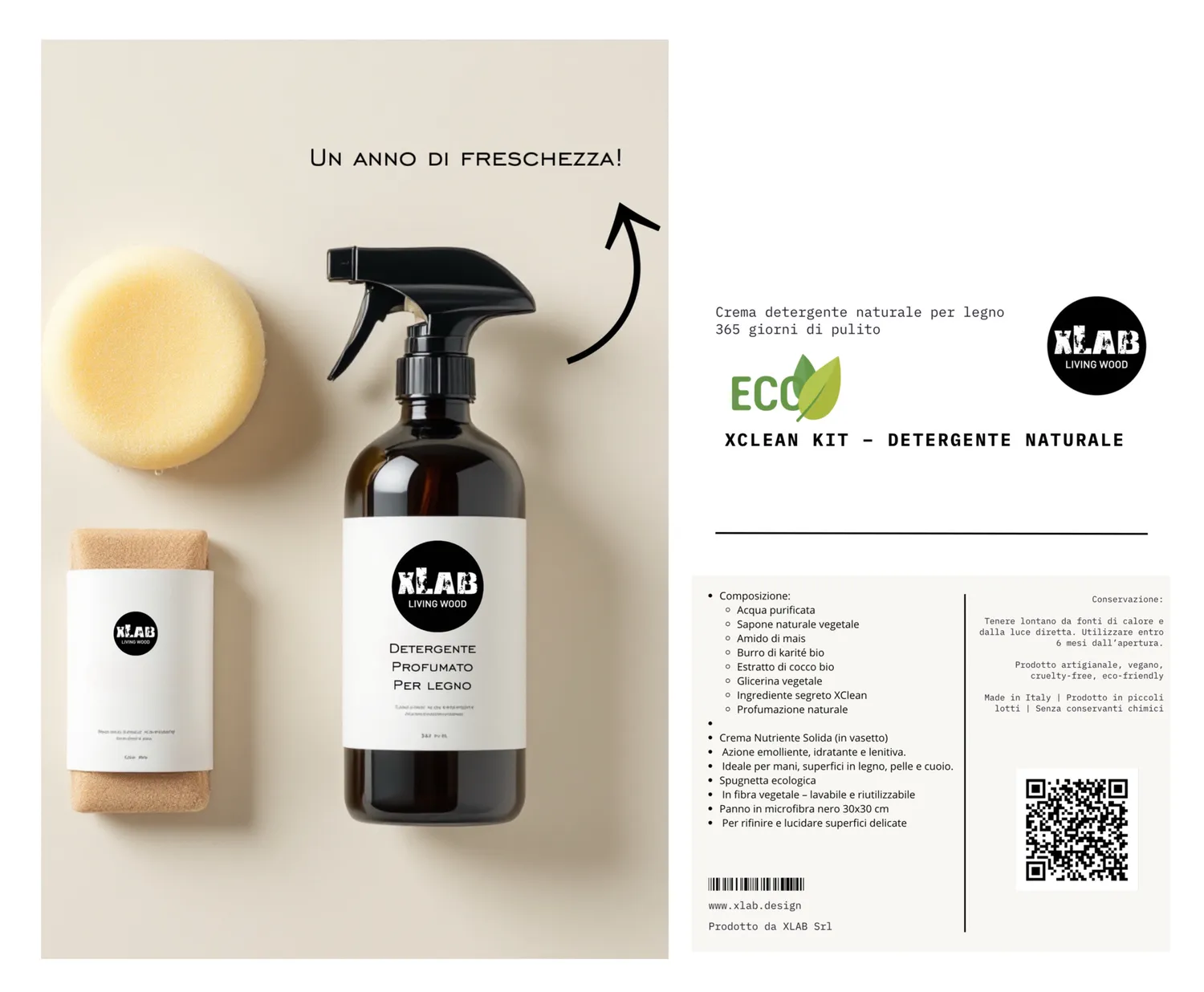 XLAB Design XClean detergente legno naturale kit pulizia