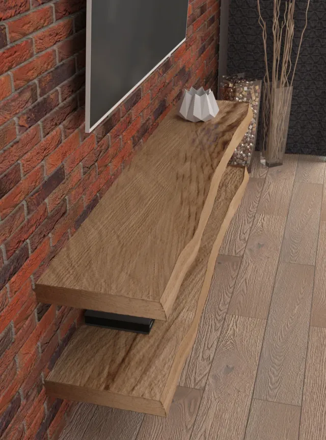XLAB Design Leroy mensola porta TV doppia legno rustico