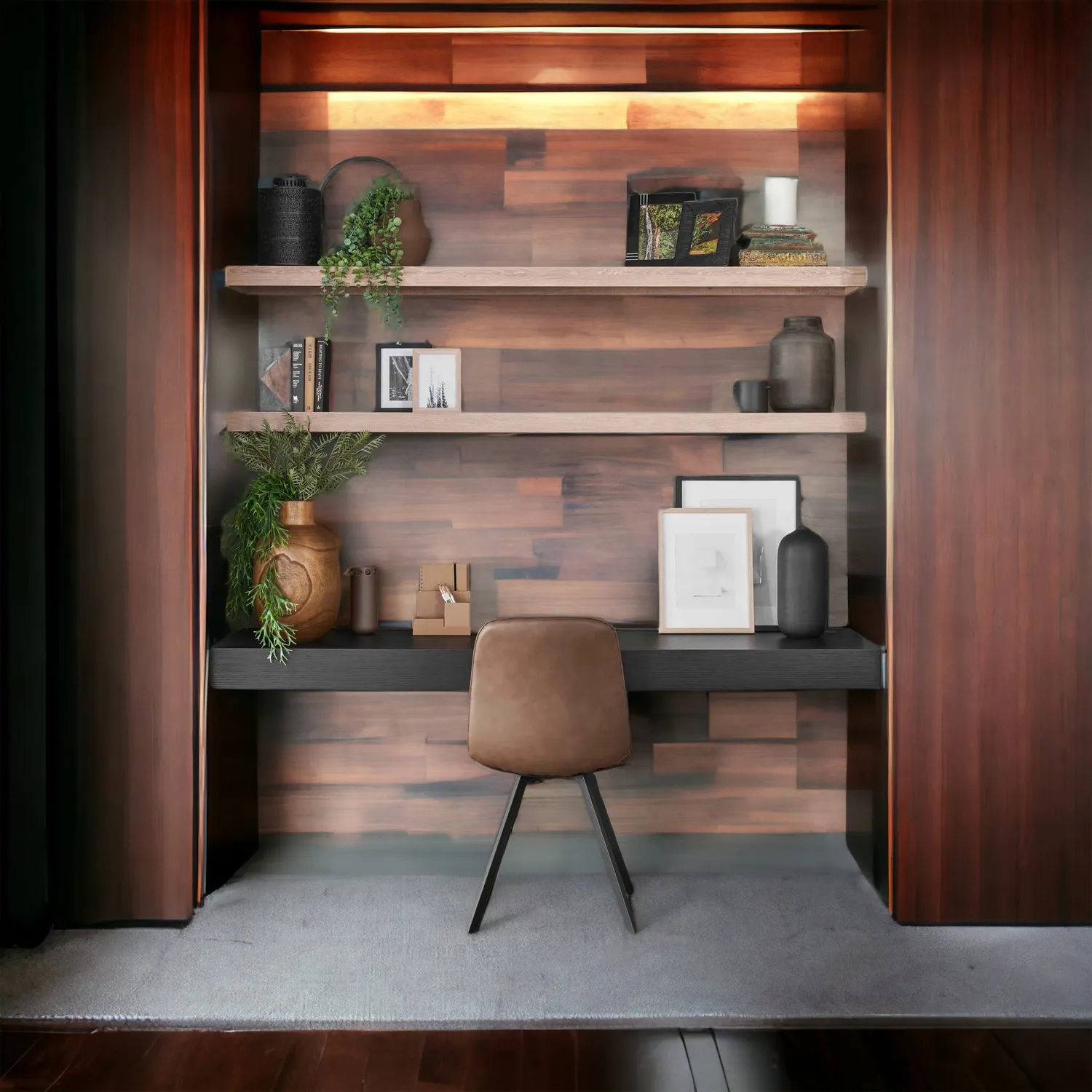 XLAB Design Scrivania Sospesa Nera con Mensole Smart Working