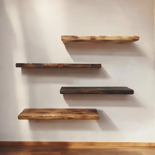 XLAB Design mensola parete larice 100x25 cm noce scuro rustico
