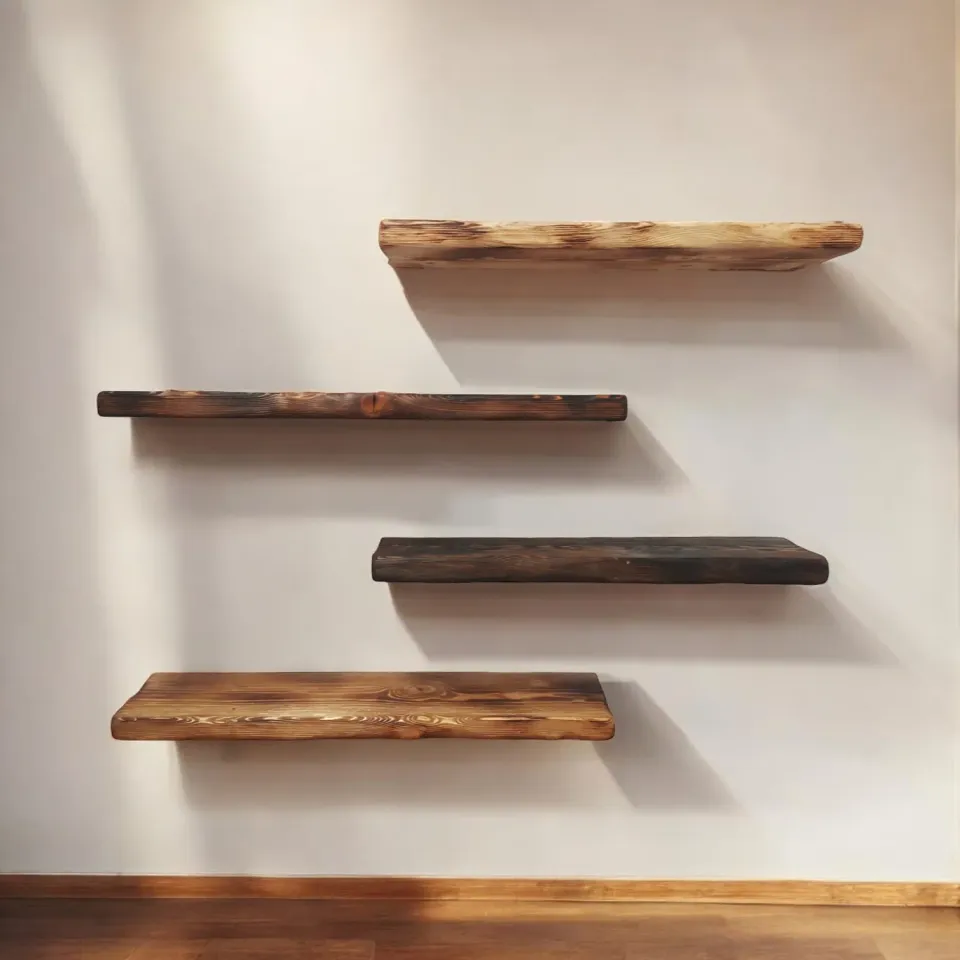 XLAB Design mensola parete larice 100x25 cm noce scuro rustico