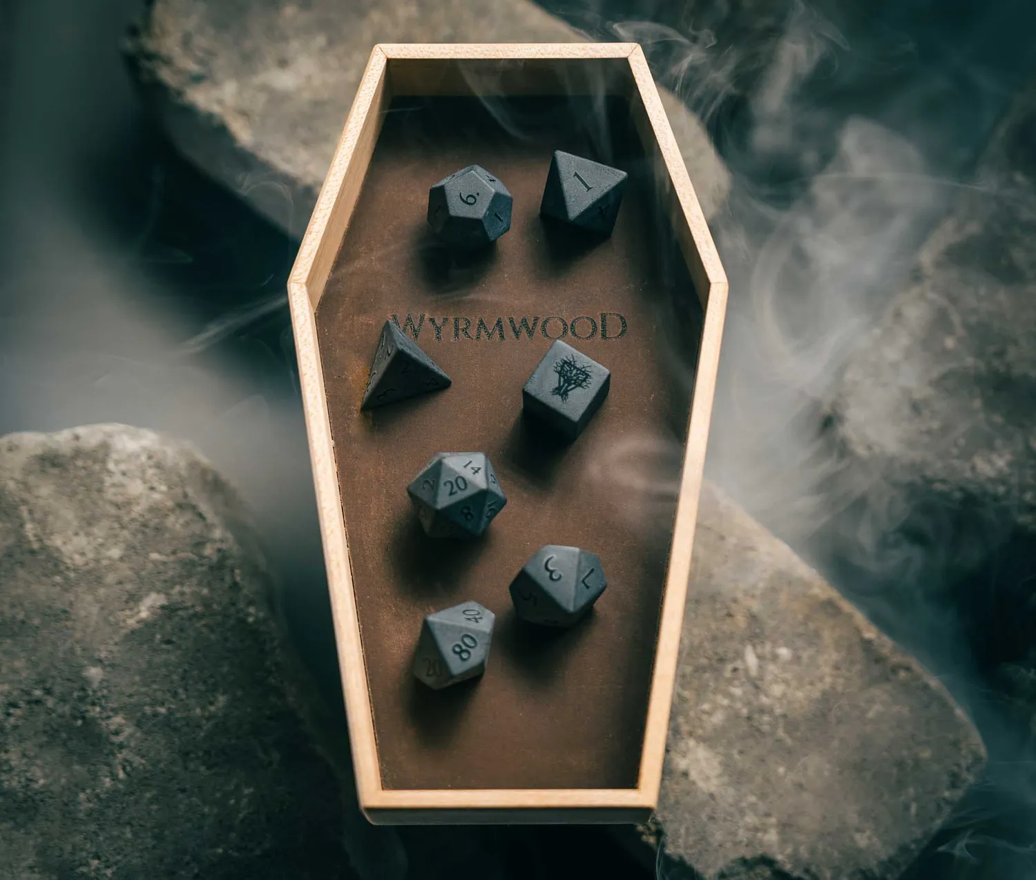 Wyrmwood Gaming Coffin Tray vassoio dadi pelle oliata