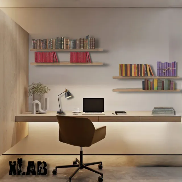 XLAB Design scrivania sospesa parete legno con cassetti