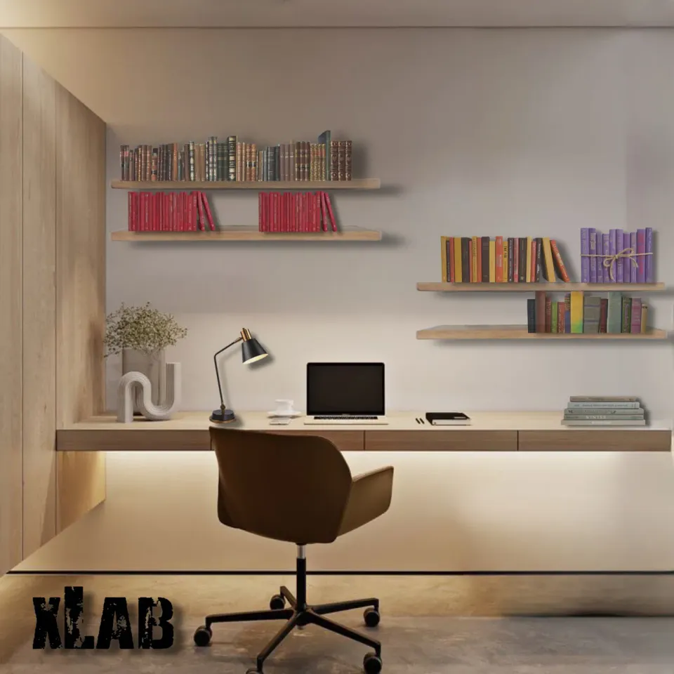 XLAB Design scrivania sospesa parete legno con cassetti
